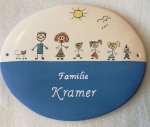 Keramik-Türschild - Strichmännchen - 22 x 18 cm - nach Ihren Wünschen